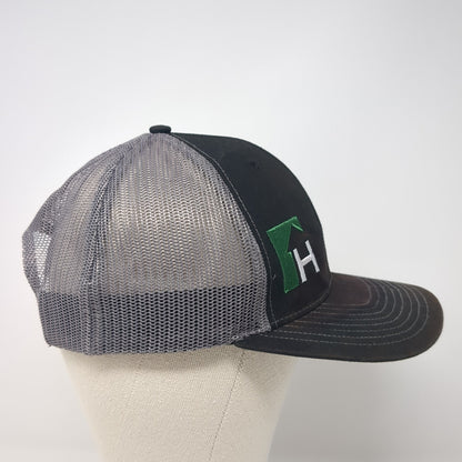 H Snapback Trucker Hat Black One Size Adjustable Mesh Back Richardson