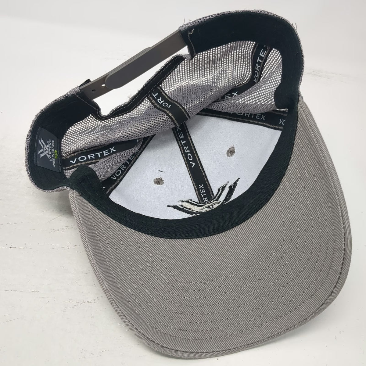 Vortex Baseball Cap Gray One Size Mesh Snapback Embroidered Logo Hunting Hat