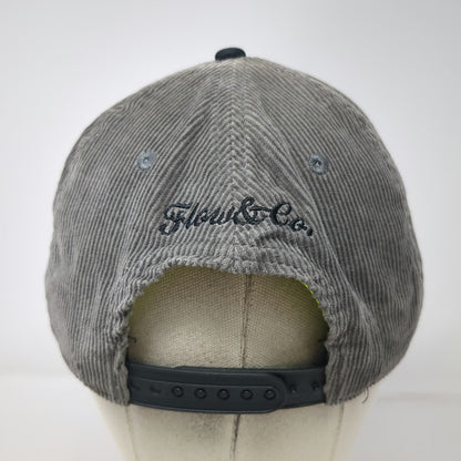 Flow & Co. Snapback Gray Black Green Hat OS Corduroy Rage 3D Puff Flat Brim