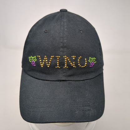 Wino Slideback Hat Black OSFM Adjustable Rhinestone Bling Magic