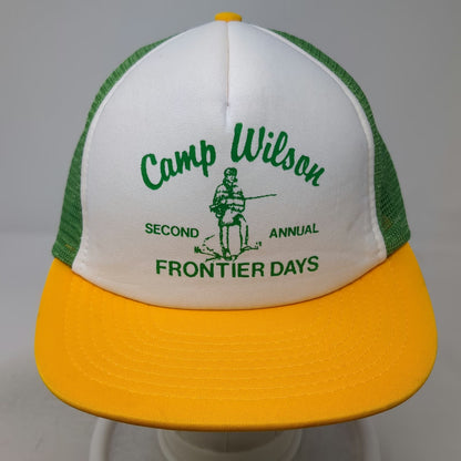 Sportcap Trucker Hat White Green Yellow L Camp Wilson Frontier Days Mesh Print