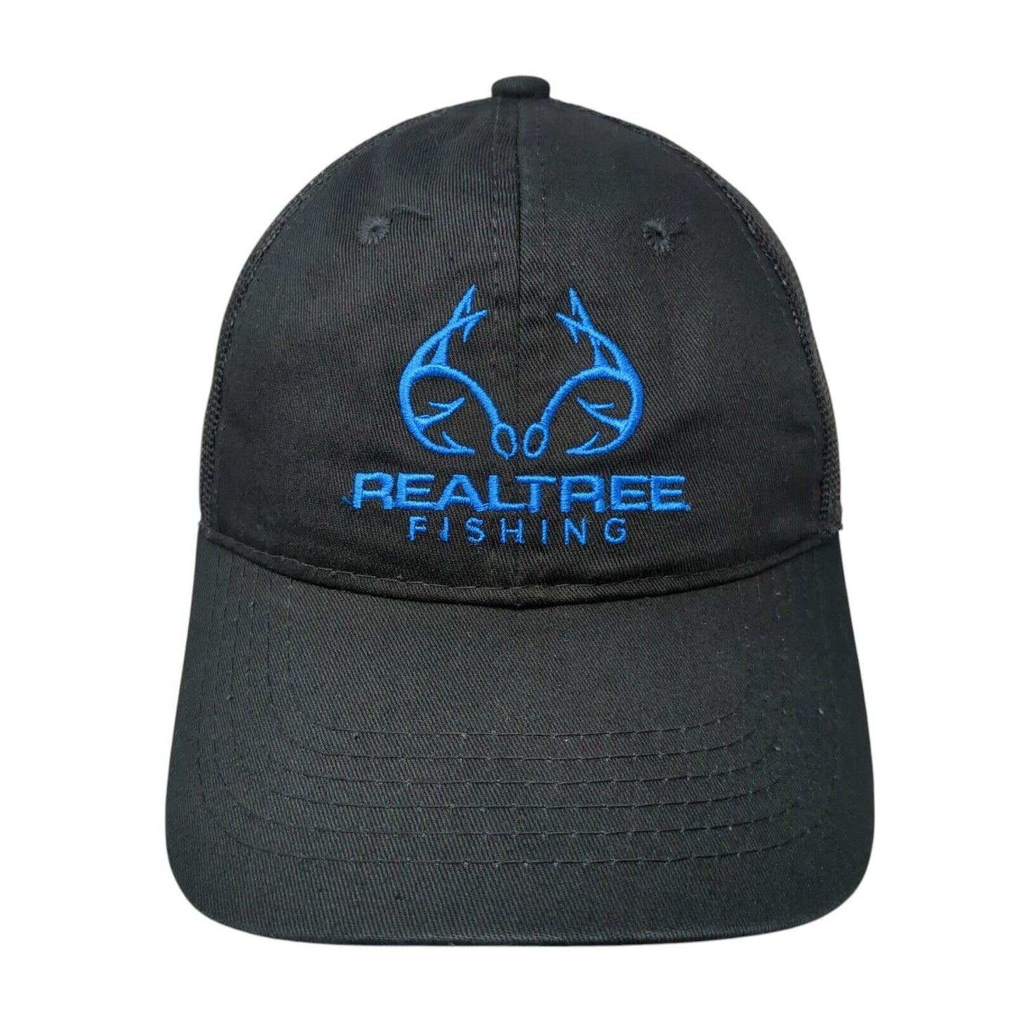 Realtree Fishing Snapback Mesh Back Trucker Hat Black One Size Solid