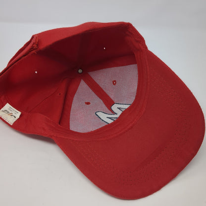 Letter M Strapback Hat Red One Size Adjustable Embroidered 6 Panel