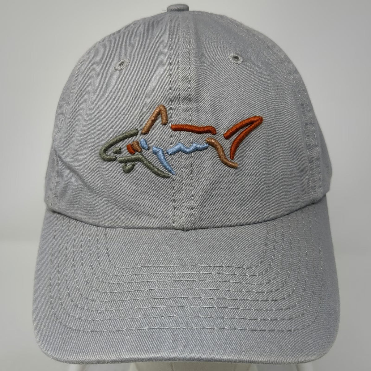 Greg Norman Baseball Cap Gray One Size Shark Logo Golf Adjustable Hat Cotton