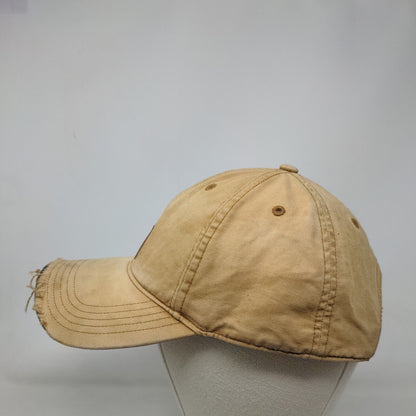 Carhartt Strapback Hat Tan One Size Embroidered Leather Patch 6 Panel