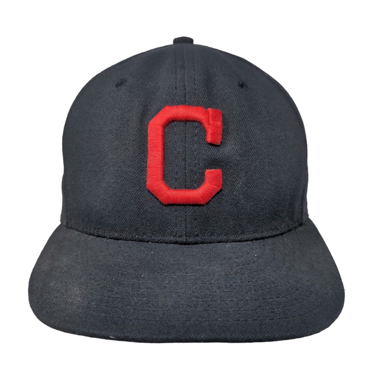 New Era Men's Fitted Hat Blue Size 7 3/8 Cleveland Indians Embroidered Logo