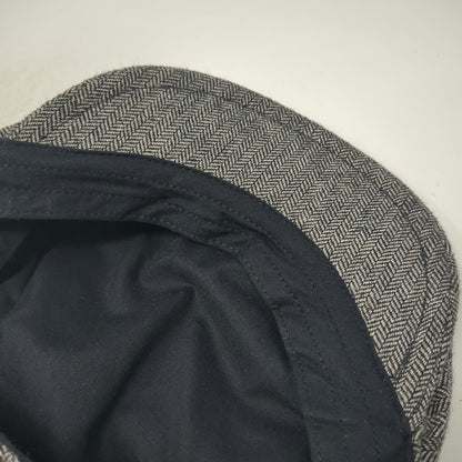 District Newsboy Cap Gray XL Wool Blend Herringbone Pattern Flat Driving Ivy Hat