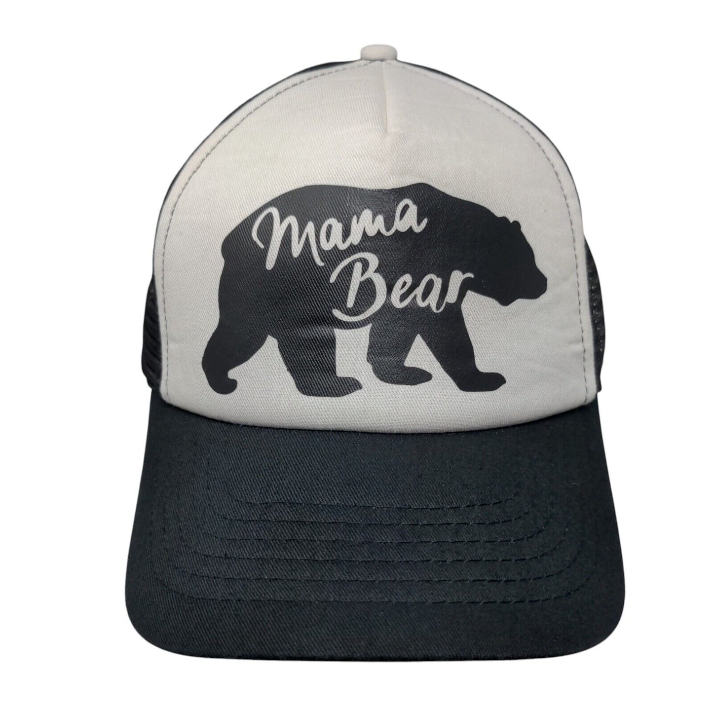 Mama Bear Snapback Trucker Hat Black OSFA Adjustable Mesh Back Animal Print