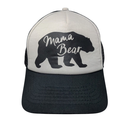 Mama Bear Snapback Trucker Hat Black OSFA Adjustable Mesh Back Animal Print
