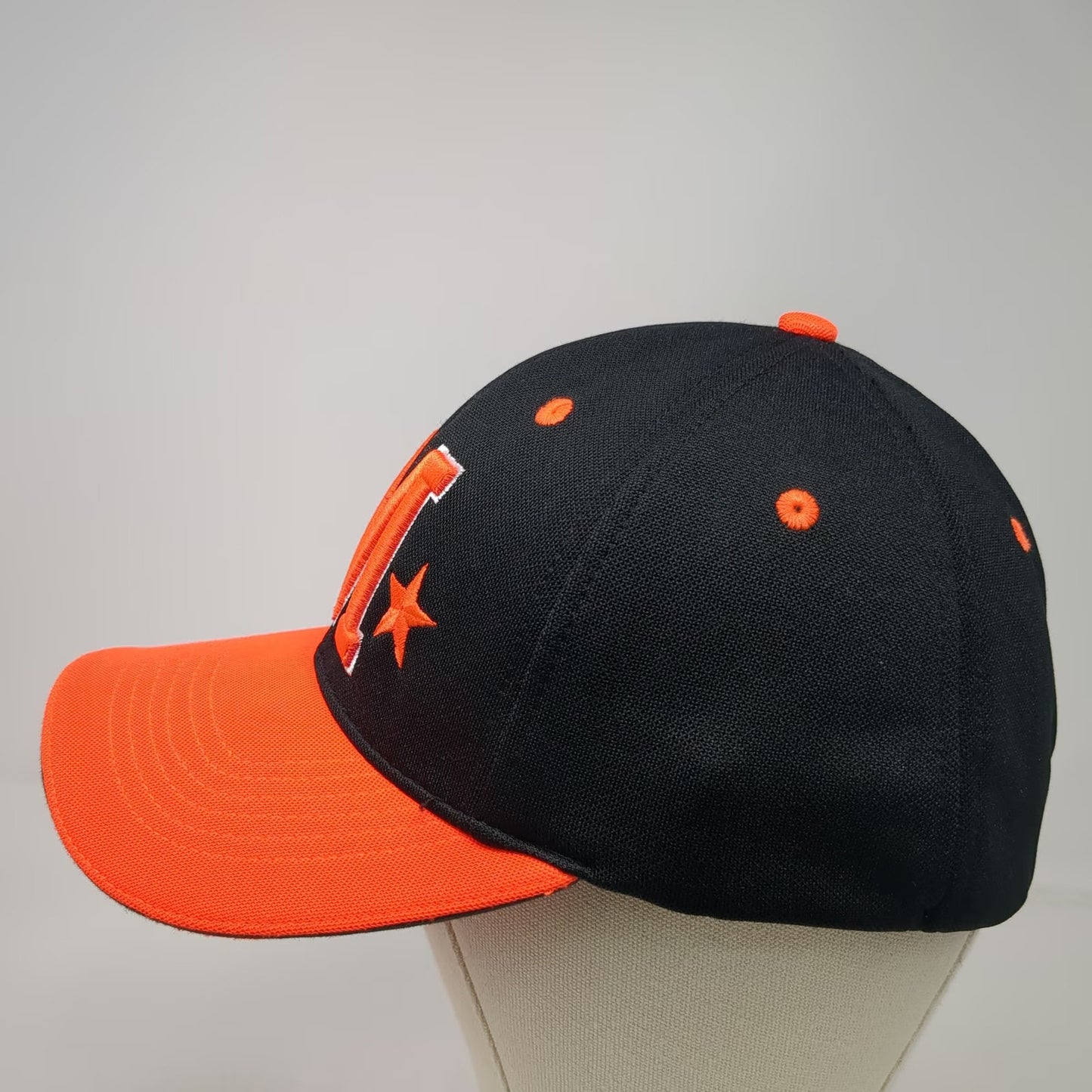 Marlboro Baseball Cap Black Orange S/M American Flag Performance Mesh Fitted Hat