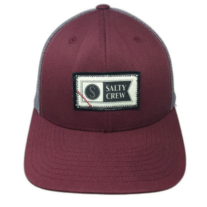 Salty Crew Red Baseball Cap One Size Mesh Back Snapback Patch Hat Adjustable