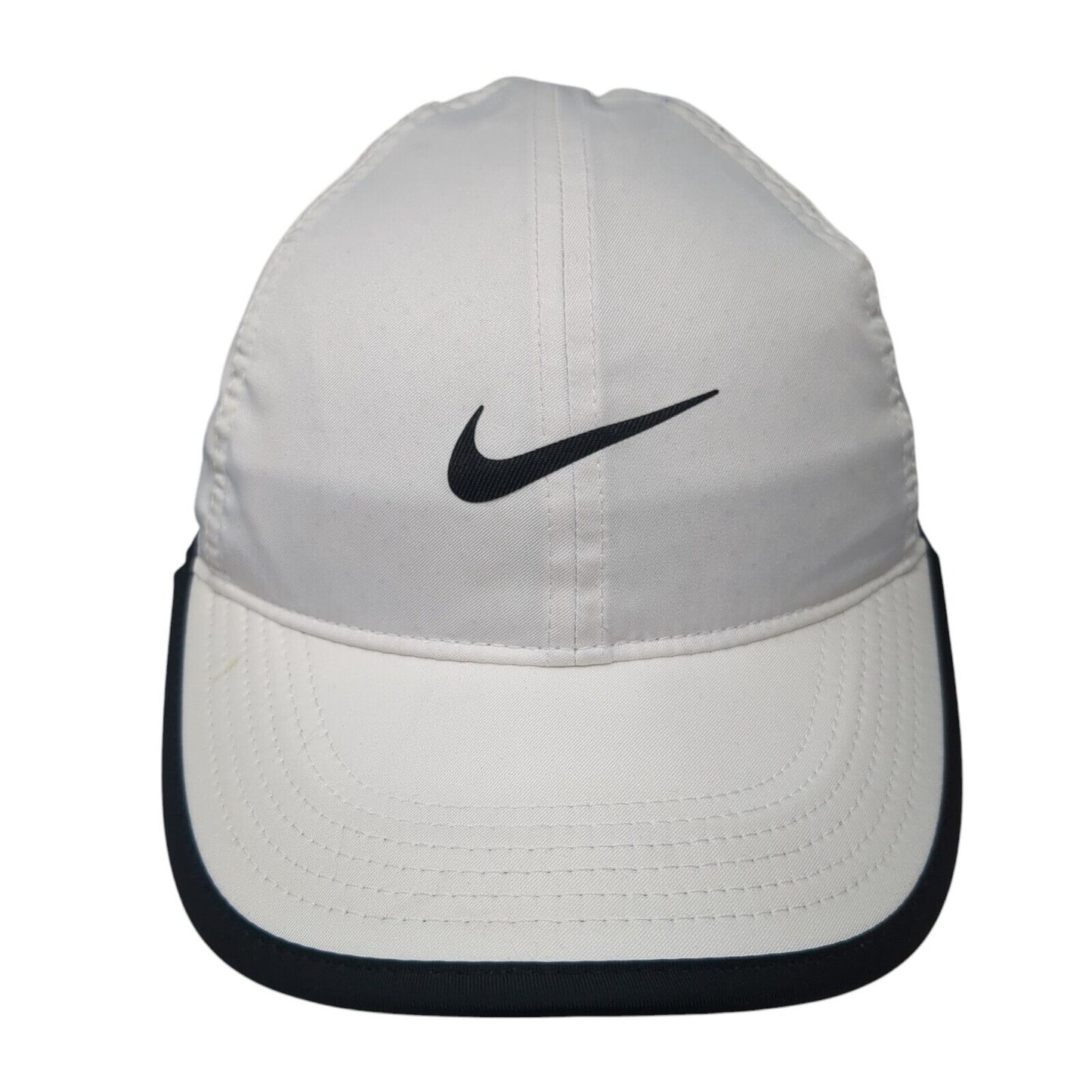 Nike Strapback Hat White One Size Black Trim Featherlight Dri-Fit
