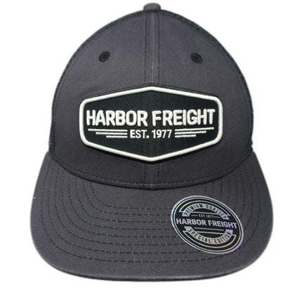 Harbor Freight Trucker Hat Gray One Size Mesh Snapback Logo Patch HFT EST 1977