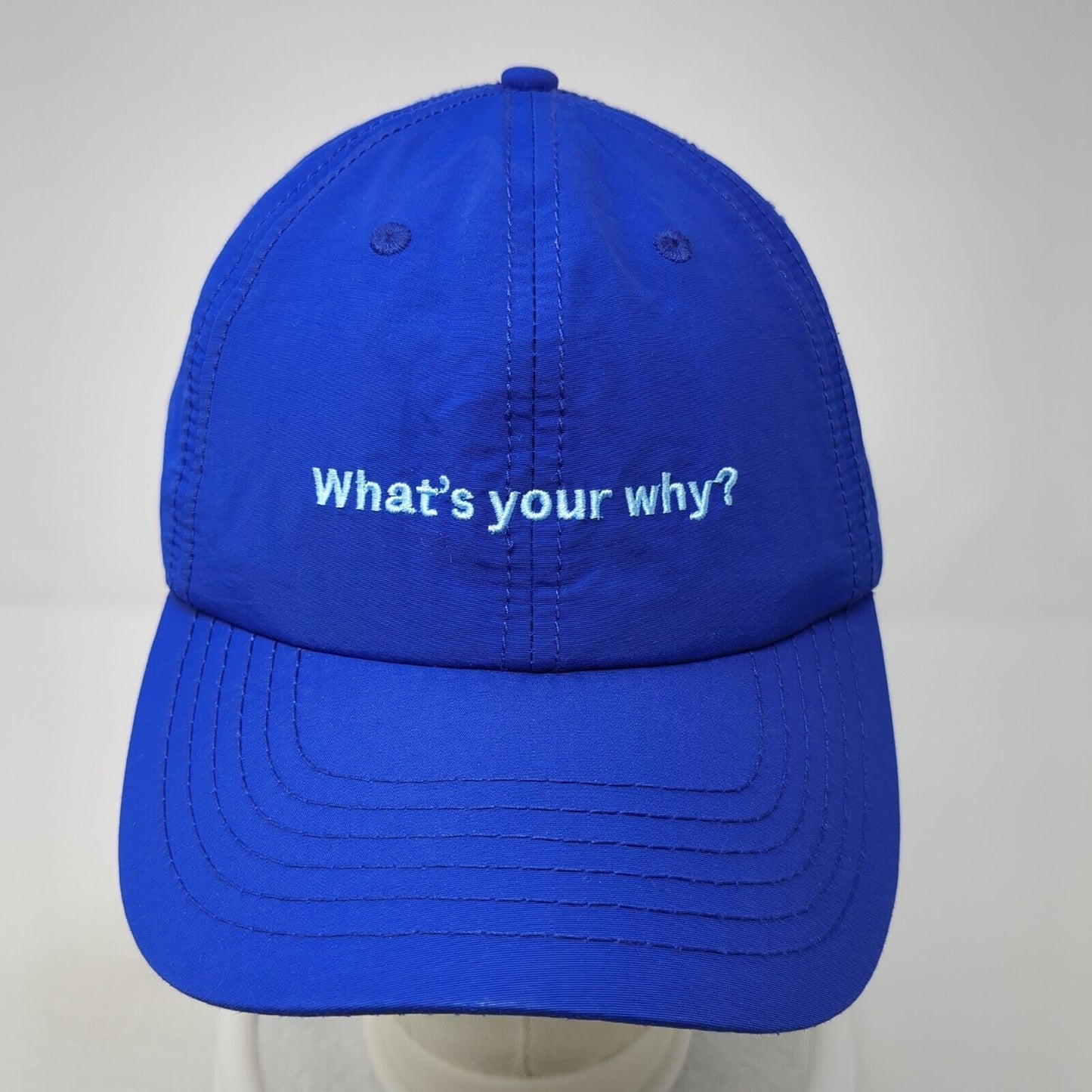 What's Your Why? Slideback Baseball Cap Blue OS Adjustable Embroidered Polyester