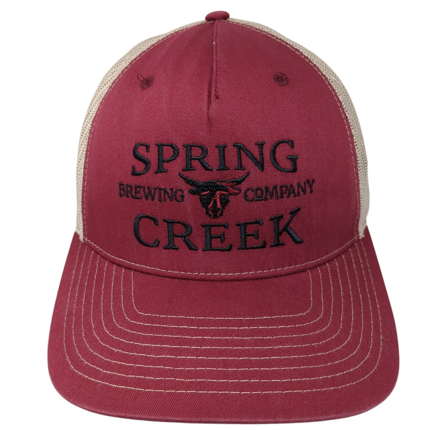 Spring Creek Brewing Company Snapback Trucker Hat Red One Size Mesh Back