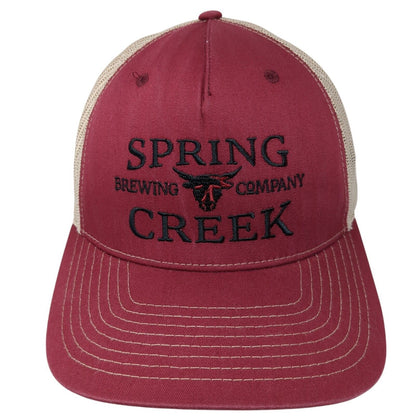 Spring Creek Brewing Company Snapback Trucker Hat Red One Size Mesh Back
