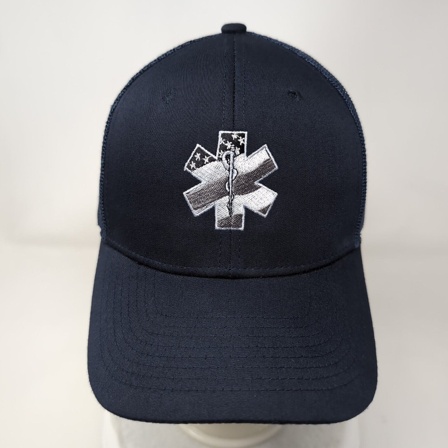Star of Life Snapback Trucker Hat Blue One Size Adjustable Embroidered Cobra