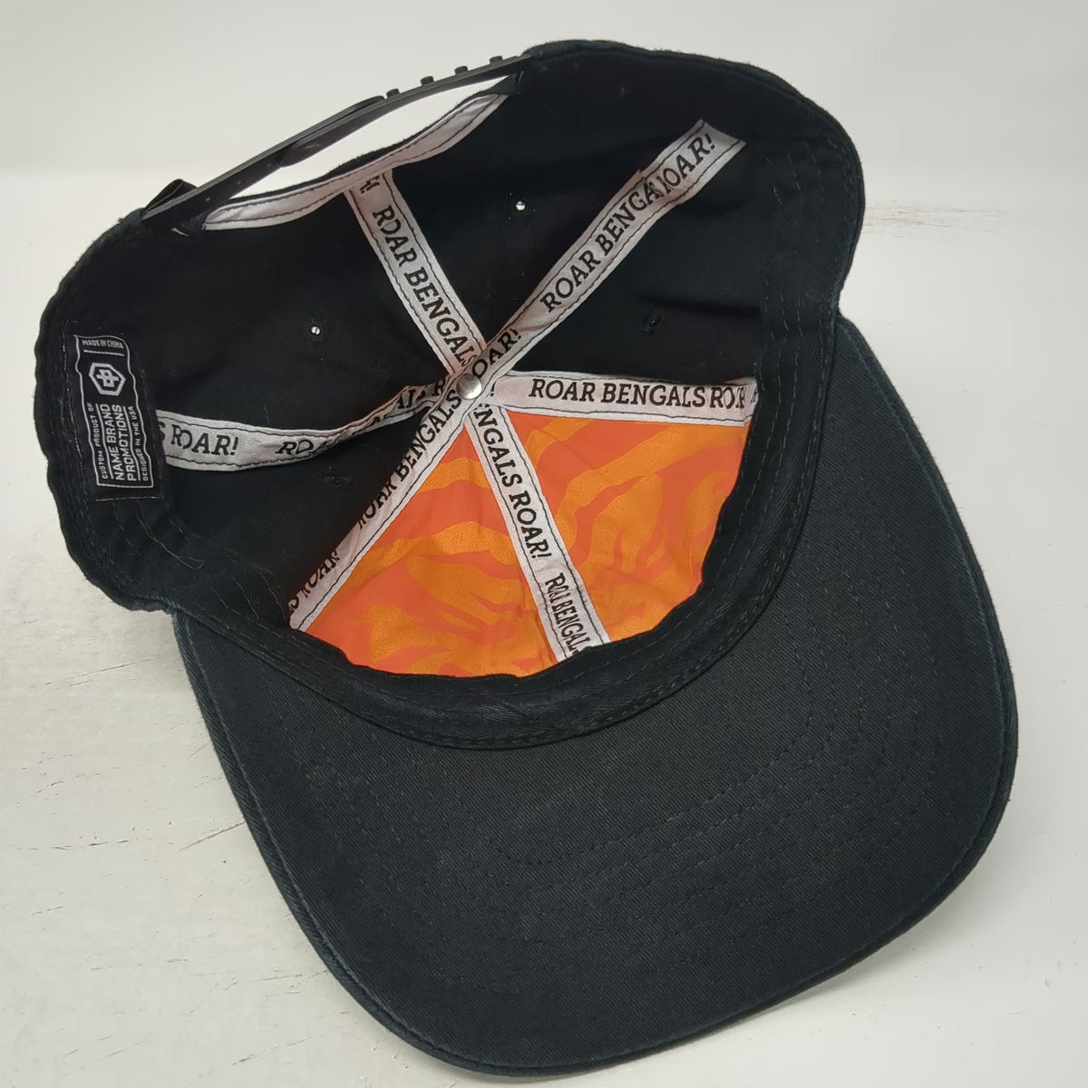 Cincinnati Bengals NFL Name Brand Promotions Snapback Black One Size Rubber Hat