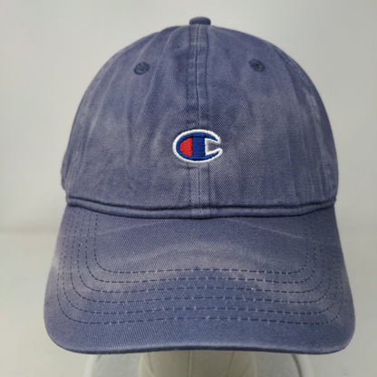 Champion Slideback Hat Blue OSFA Adjustable Embroidered Logo 6 Panel Cotton