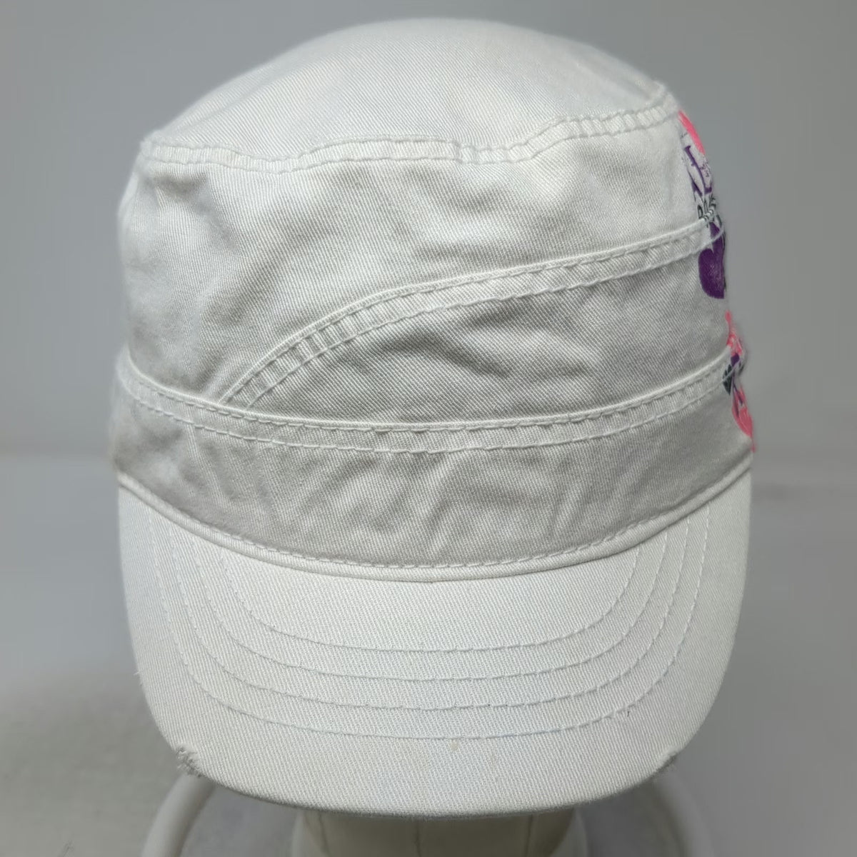 Roxy Army Cap White L All Heart Graphic Black Pink Purple Cotton Hat
