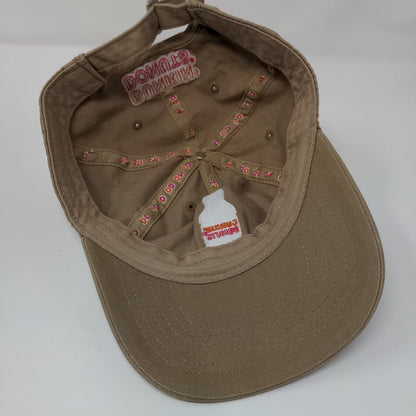 Dunkin' Donuts Slideback Hat Tan OSFA Adjustable Embroidered 6 Panel