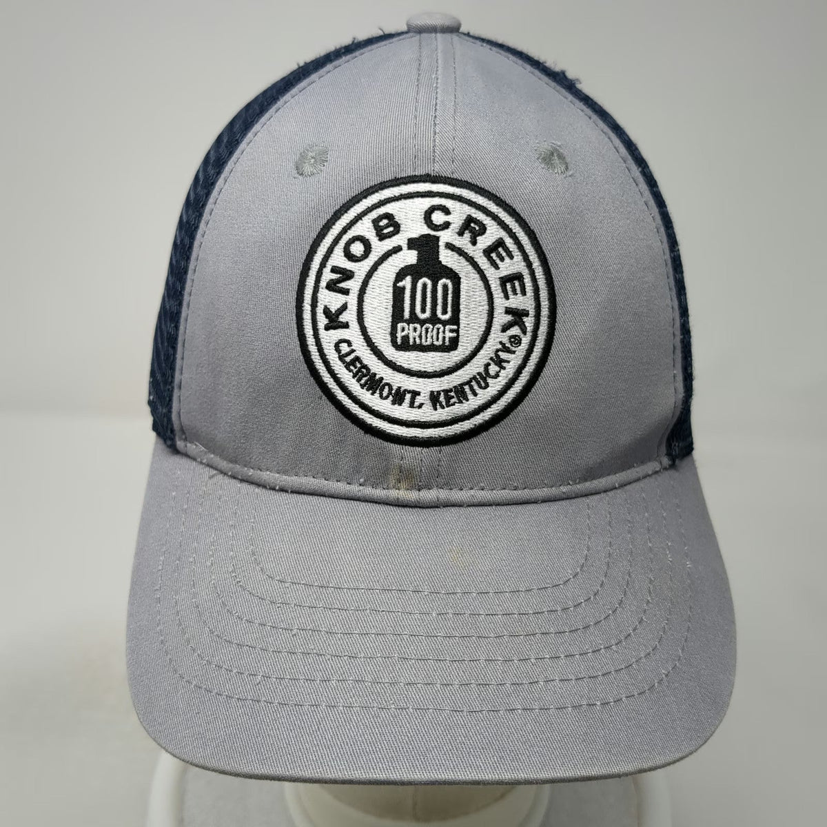 Knob Creek Trucker Hat Gray Blue One Size 100 Proof Clermont Kentucky Snapback