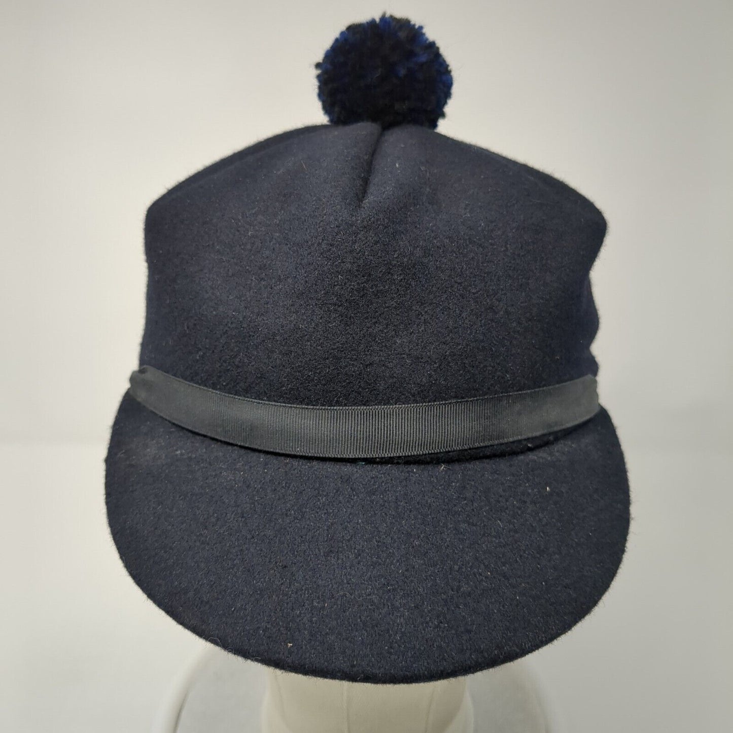 Unbranded Fitted Pom Pom Hat Blue 55cm Solid Outdoor Wool Blend Quilted