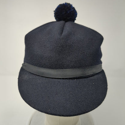 Unbranded Fitted Pom Pom Hat Blue 55cm Solid Outdoor Wool Blend Quilted