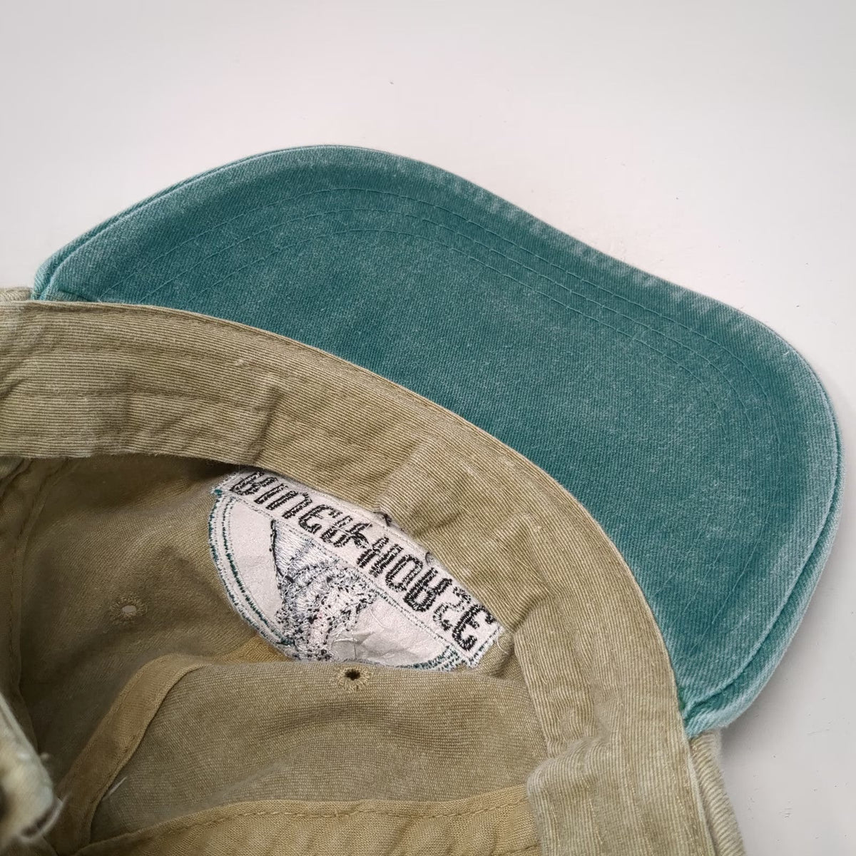 Adams Baseball Cap Beige Green One Size River Horse Brewery Hippo Hat Leather NJ