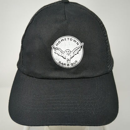 HitWear Hometown Bar B Que Trucker Hat Black One Size Snapback Mesh Owl Logo