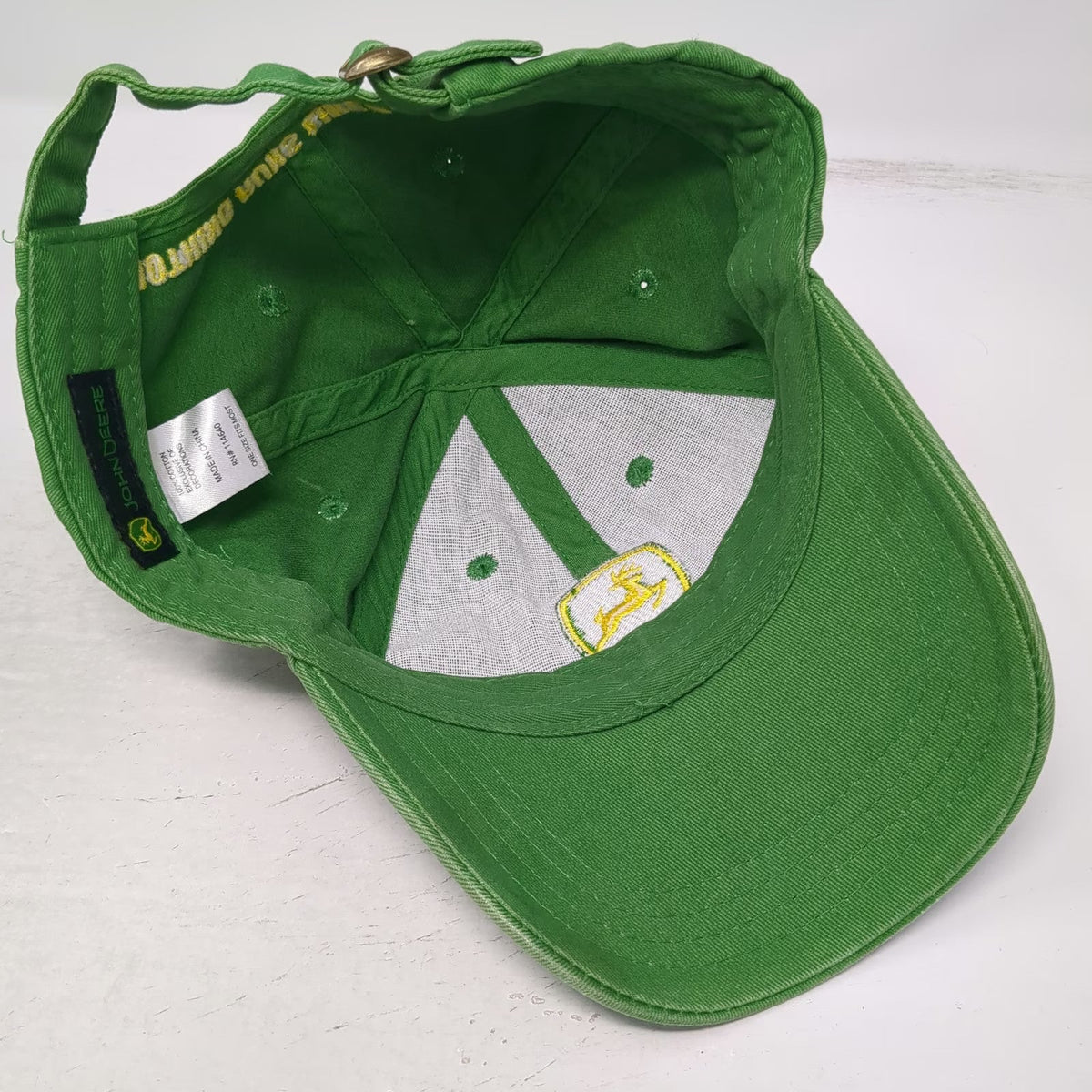 John Deere Baseball Cap Green One Size Embroidered Logo Slideback Slogan Hat