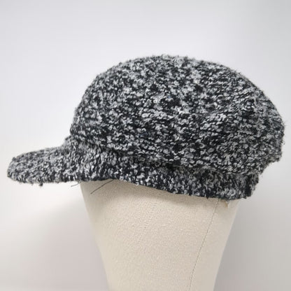 Apt. 9 Army Cap Gray Black White One Size Boucle Textured Knit Lined Cadet Hat