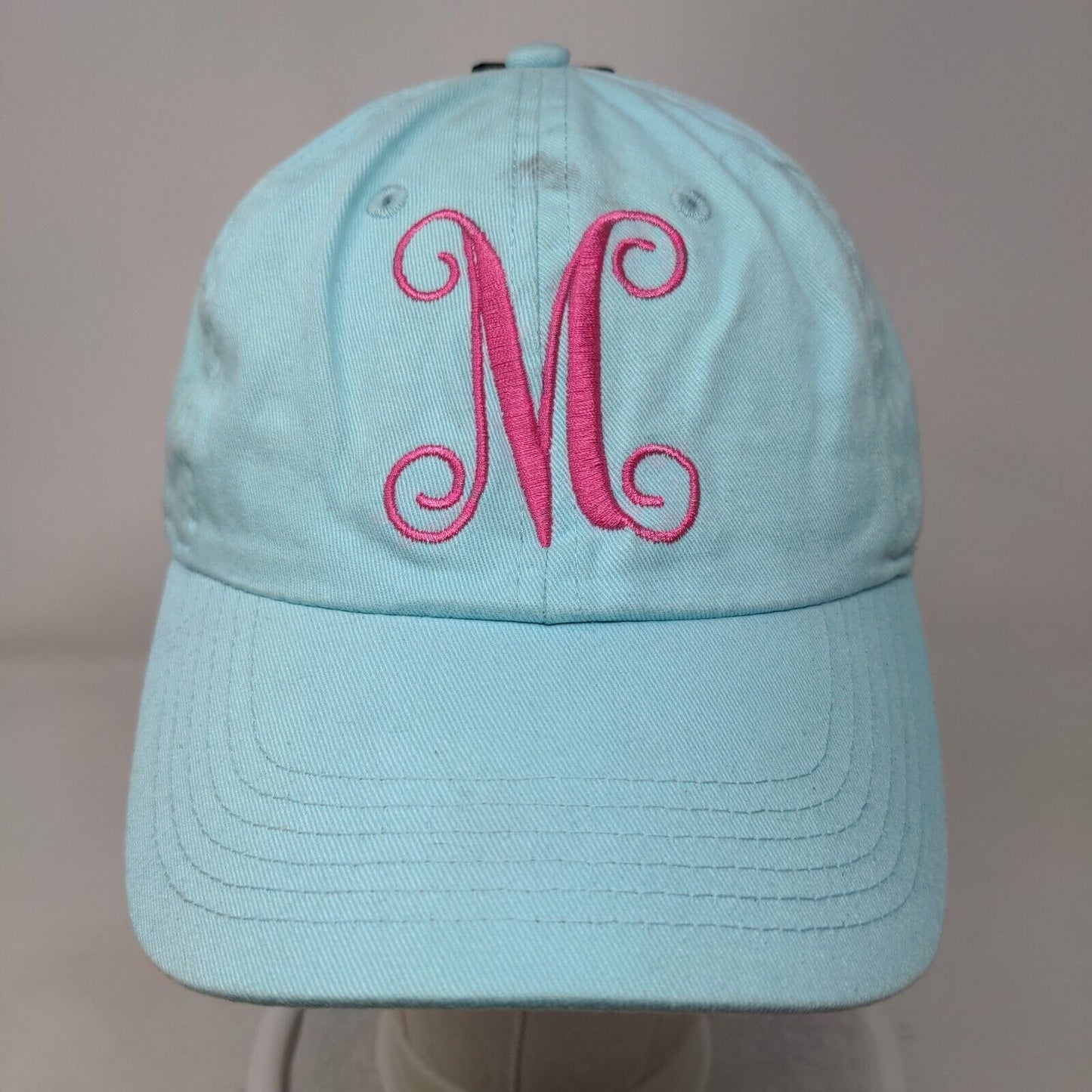 M Slideback Hat Blue OSFA Embroidered Letter Newhattan W/Tags