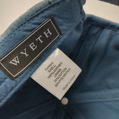 Wyeth Baseball Cap Blue One Size Perforated Leather Suede Buckle Slideback Hat