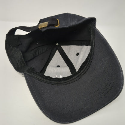 Smiley Slideback Hat Black One Size Adjustable Embroidered Vented Holes 6 Panel