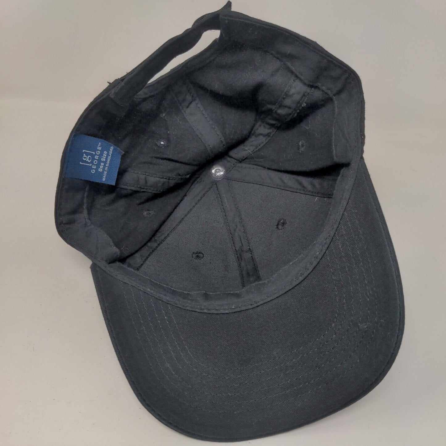 George Strapback Hat Black One Size Adjustable Vented Holes 6 Panel Blank
