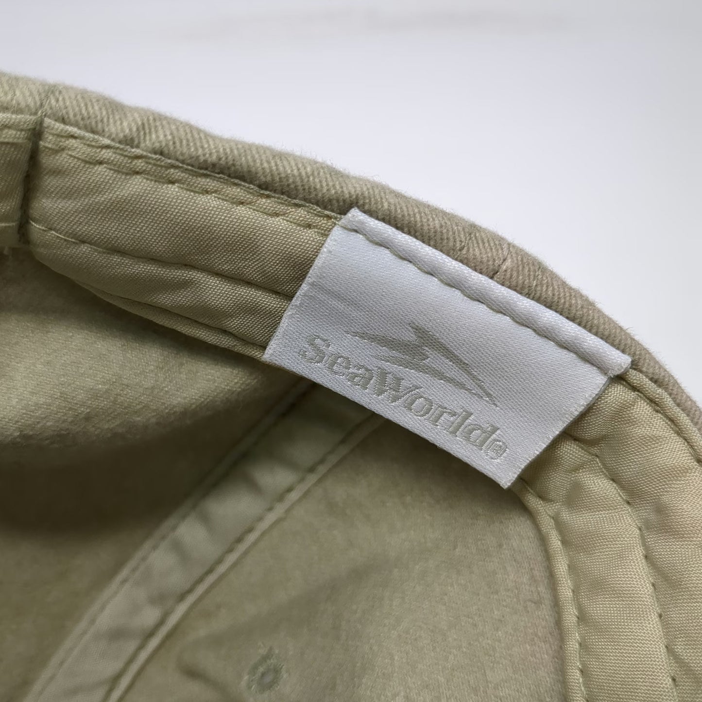 SeaWorld Baseball Cap Beige OS Embroidered Logo Slideback Strapback Hat Park