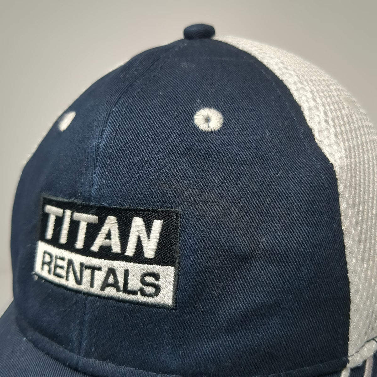 Cap America Titan Rentals Baseball Hat Blue One Size Mesh Back Strapback Stripes
