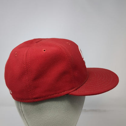 New Era EvoShield 59FIFTY Baseball Cap Red 7 Fitted Hat Flat Brim Sports Gear