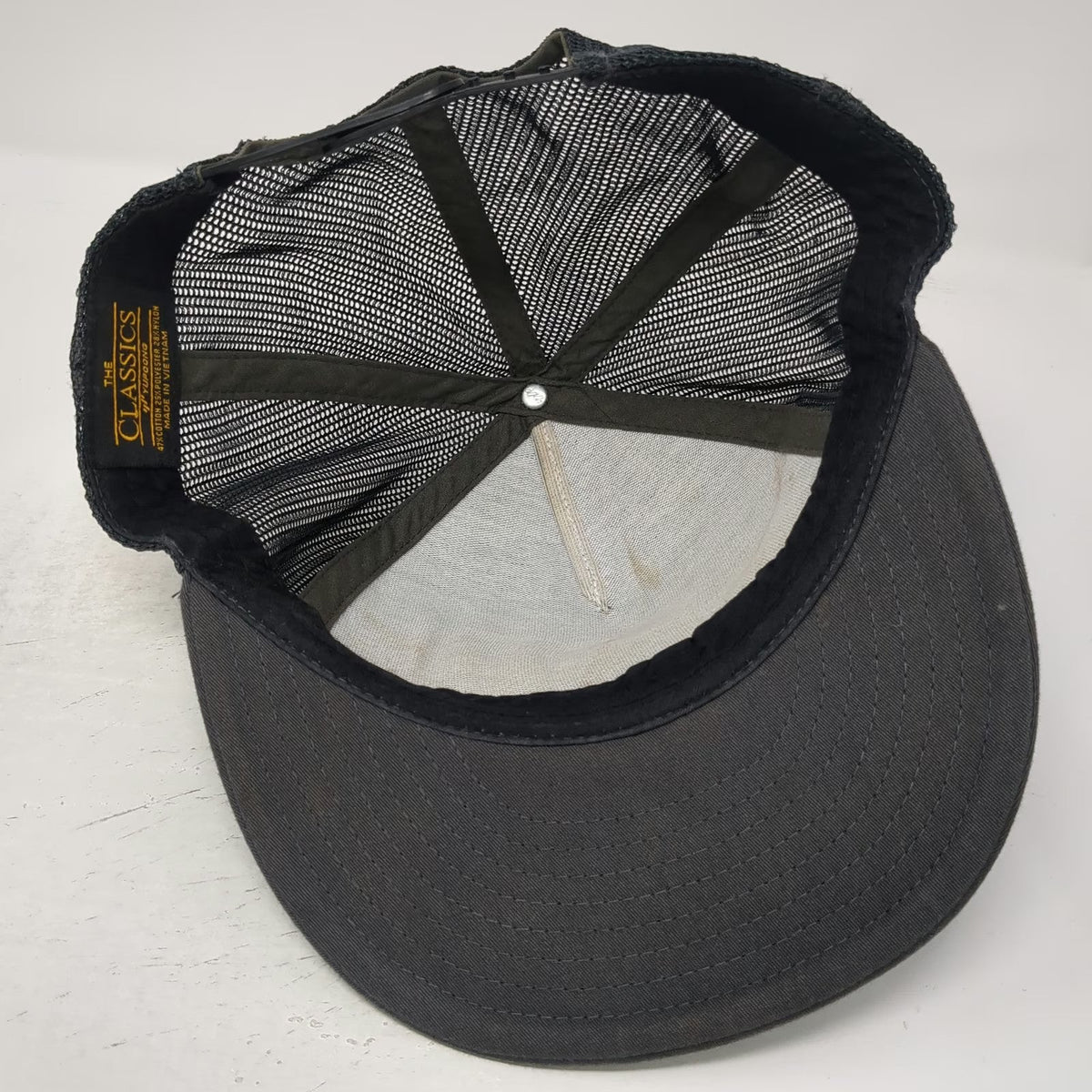 Flux Trucker Hat Gray One Size Promised Logo Flat Brim Mesh Back Snapback Hat