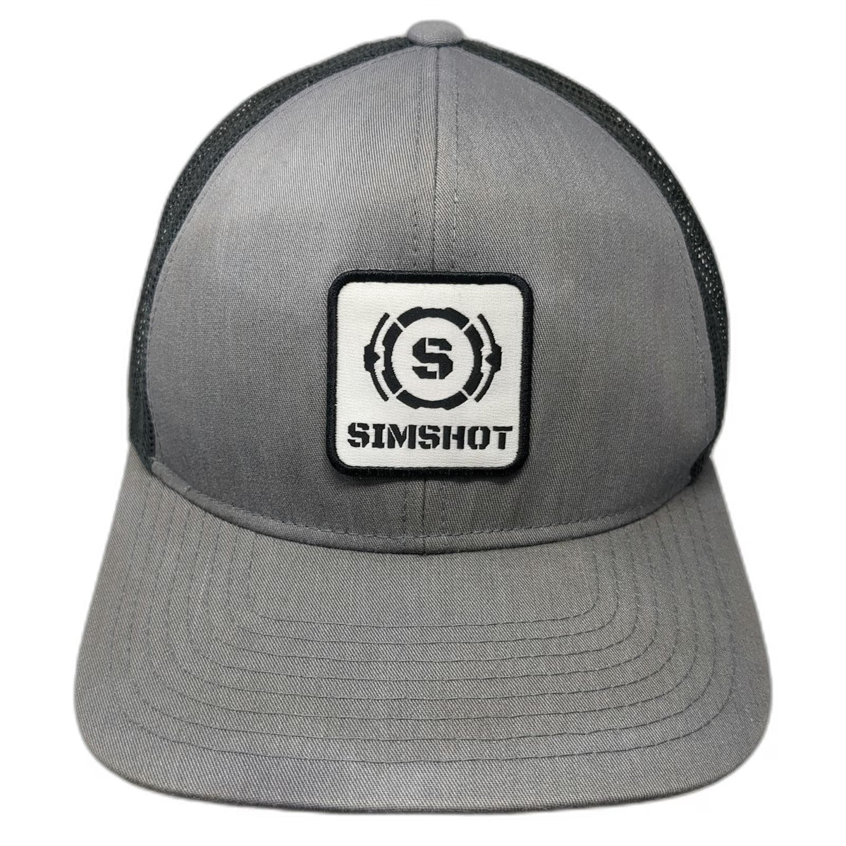Pacific Headwear Simshot Trucker Hat Gray One Size Mesh Snapback Square Patch