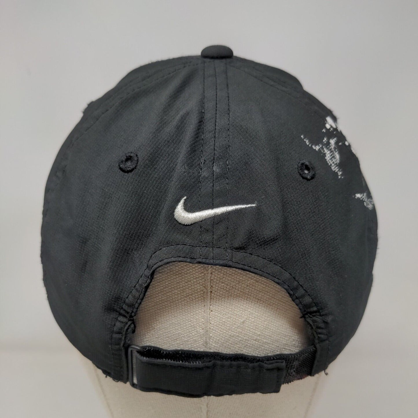 Nike Strapback Hat Black One Size Adjustable Embroidered Swoosh Logo 6 Panel