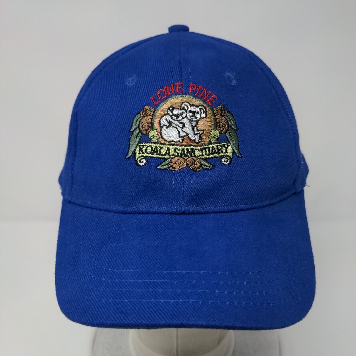 Lone Pine Koala Sanctuary Strapback Hat Blue OSFA Adjustable 6 Panel Cotton