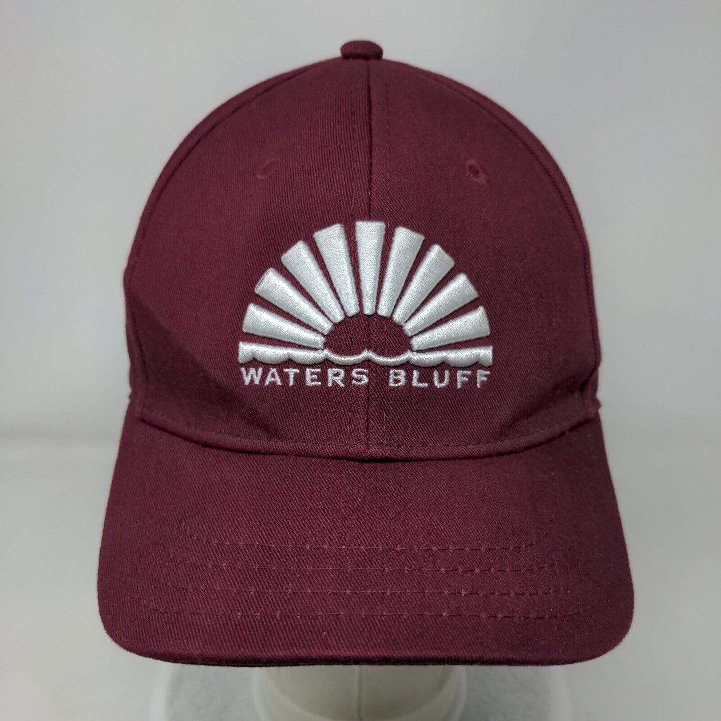 Waters Bluff Snapback Hat Red Burgundy One Size Embroidered 6 Panel