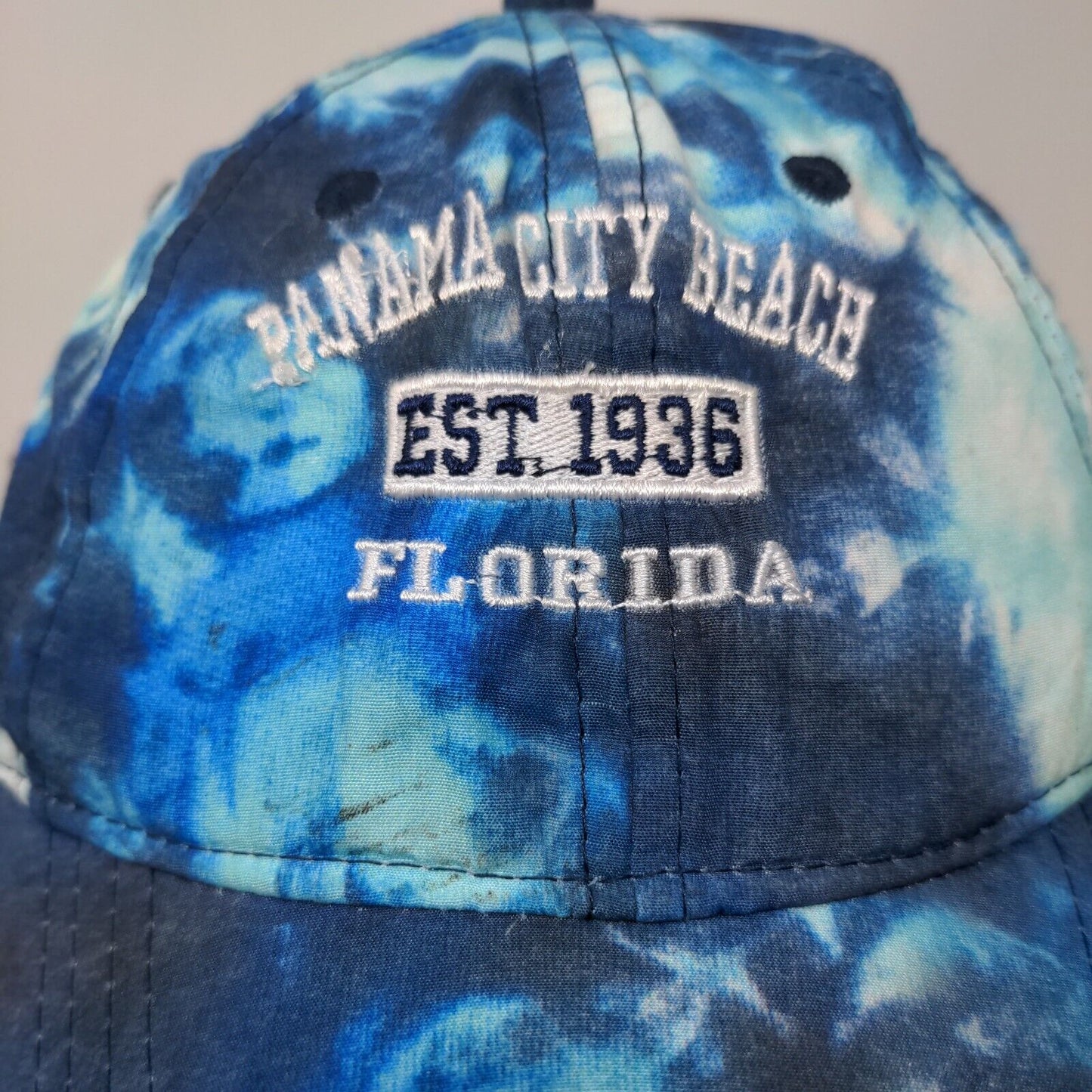 Panama City Beach Florida Strapback Hat Blue OS Adjustable Tie Dye Surf Style