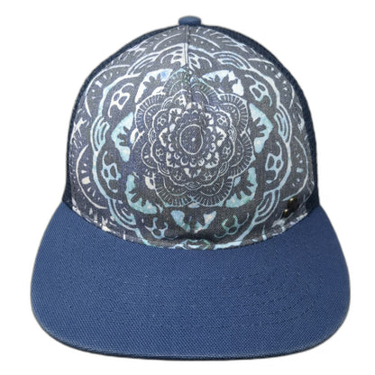 Gypsy & Lolo Trucker Hat Blue OSFM Upcycled Fabric Mandala Pattern Mesh Snapback