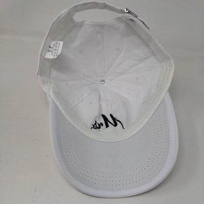 Mrs. Slideback Hat White One Size Adjustable Embroidered Vented Holes Cotton