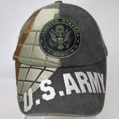 Eagle Crest US Army Gray Green Baseball Cap One Size Embroidered Globe Flag Hat