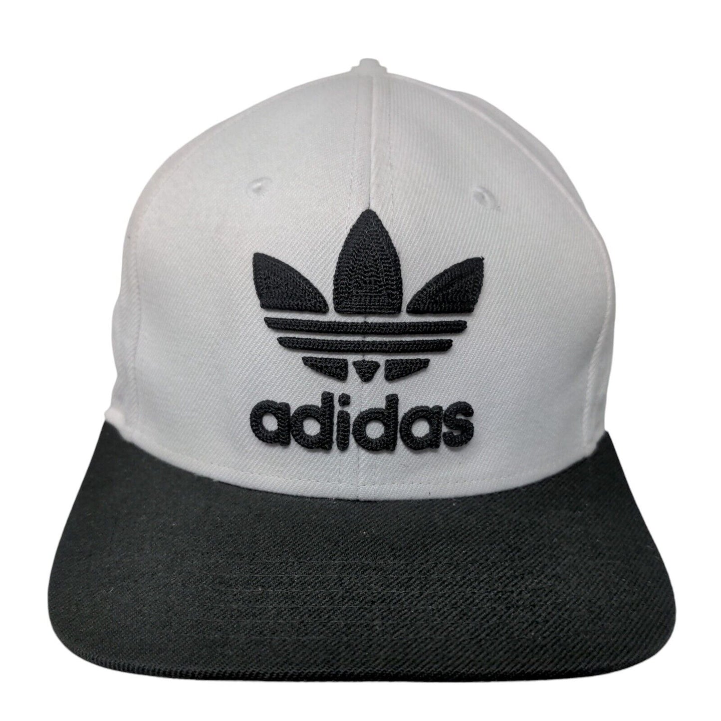 Adidas Snapback Hat White One Size Adjustable Embroidered Trefoil 6 Panel