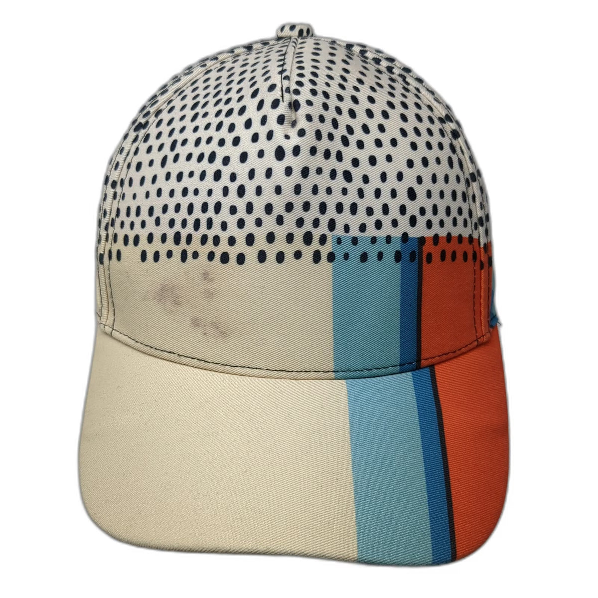 5 Panel Hat Beige Blue Orange Black One Size Abstract Pattern Dots Stripes